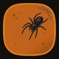 API key or secret, drawn as a spider and web sealed in amber
